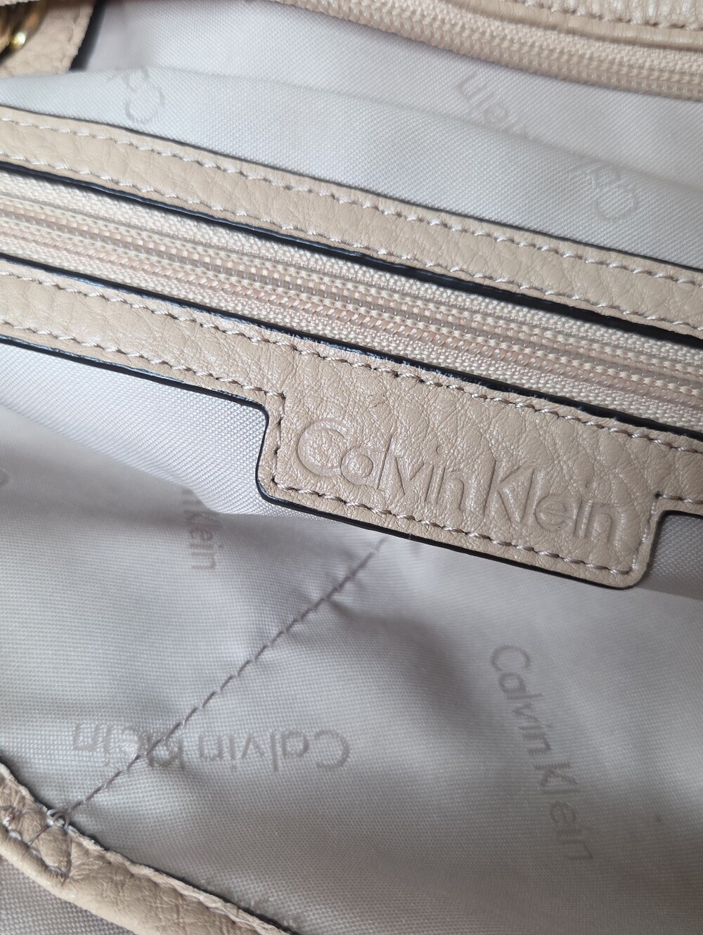 Calvin Klein Tan Tote with Gold Chain Handles - Picture 6 of 7